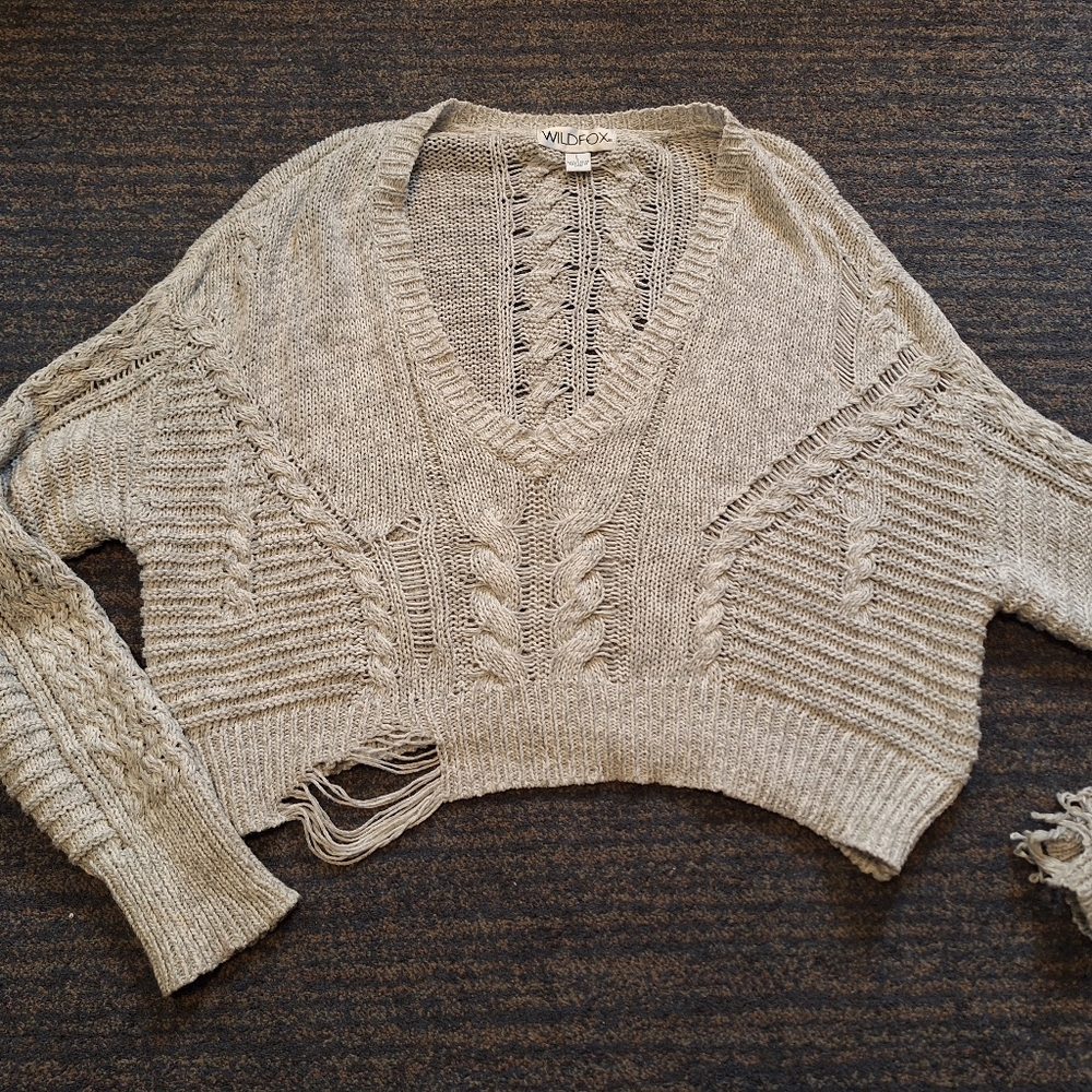 Wildfox distressed gray sweater - Picture 2 of 4